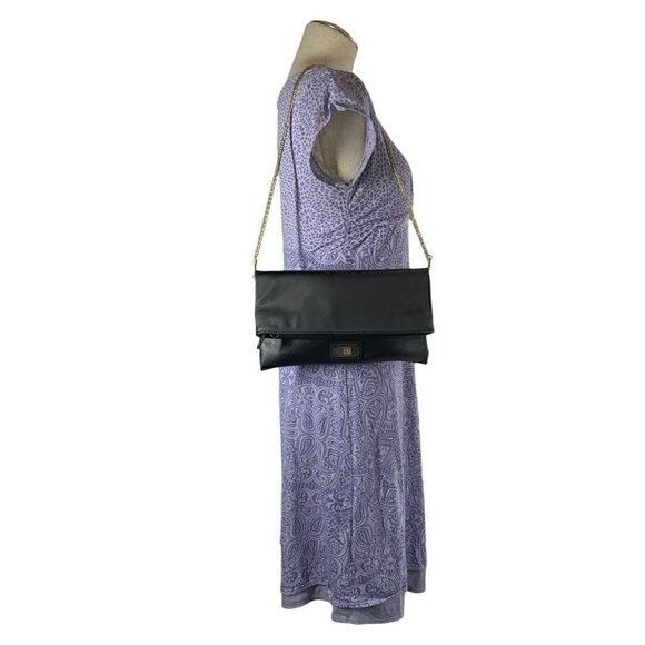 Geox Three Way Convertible Clutch Fold Over Shoulder Crossbody Bag - Black - Picture 3 of 15